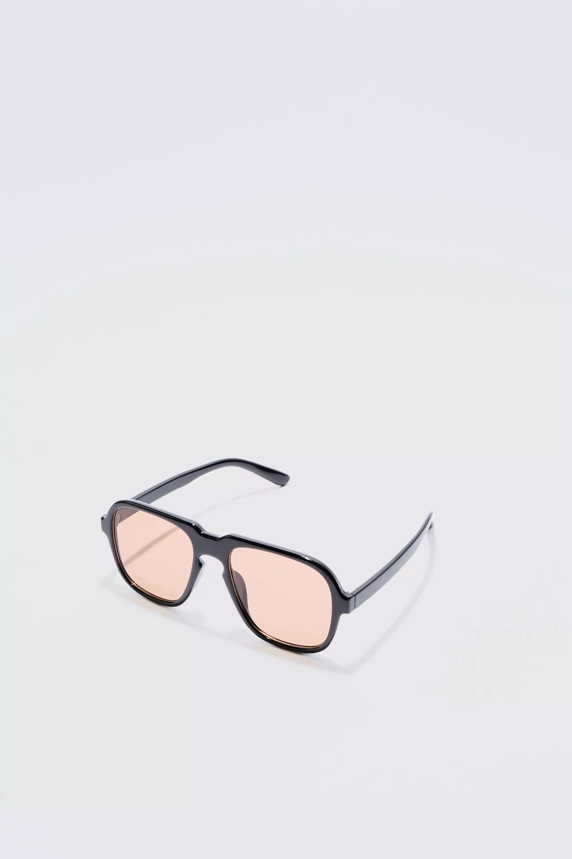 Retro High Brow Sunglasses With Brown Lens Black
