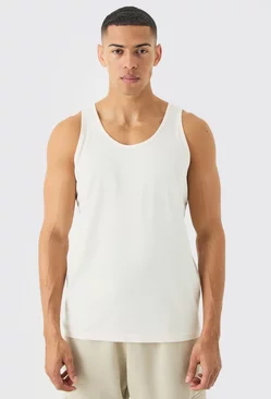 Ecru White Basic Man Vest