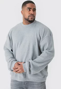 Grey Plus Brushed Rib Ottoman Oversized Boxy Sweater