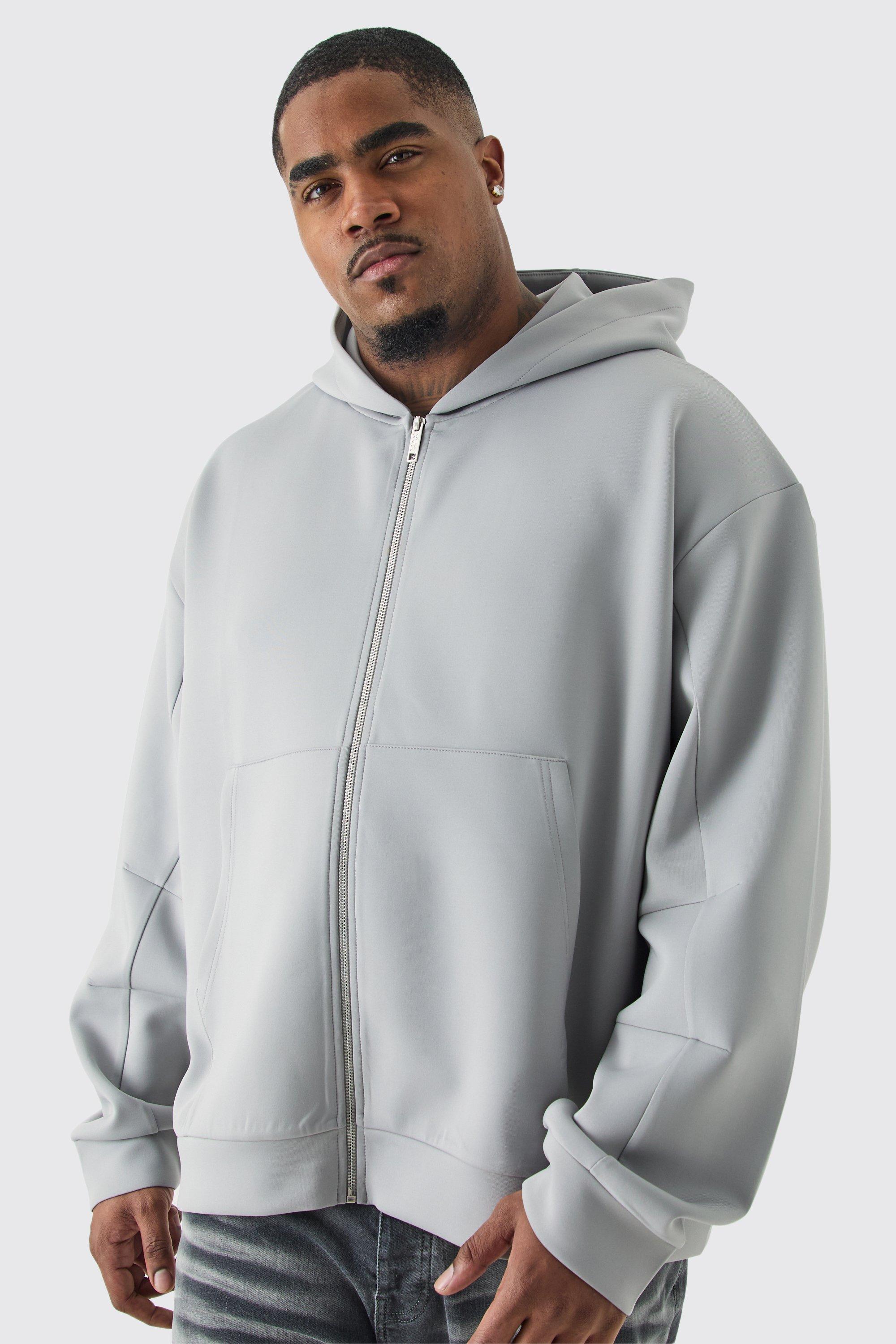 Boxy Zip Through Bonded Scuba Hoodie