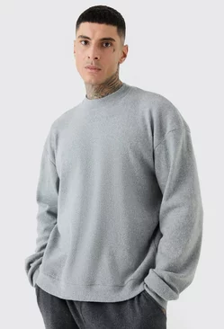 Grey Tall Brushed Rib Ottoman Oversized Boxy Sweater