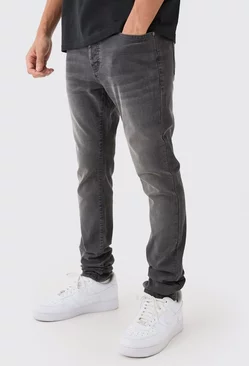 Grey Skinny Stretch Stacked Jean In Charcoal