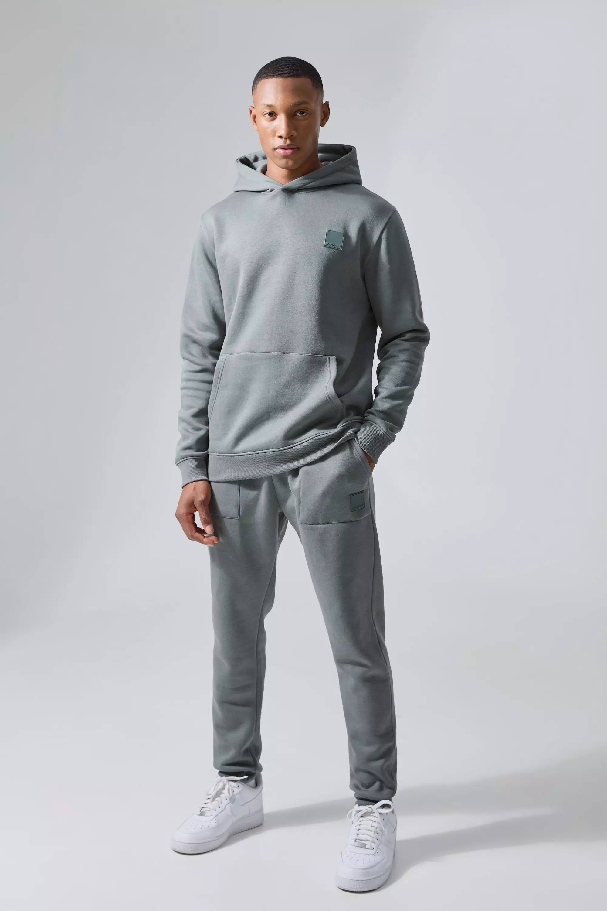 Man Active Gym Hooded Tracksuit Charcoal