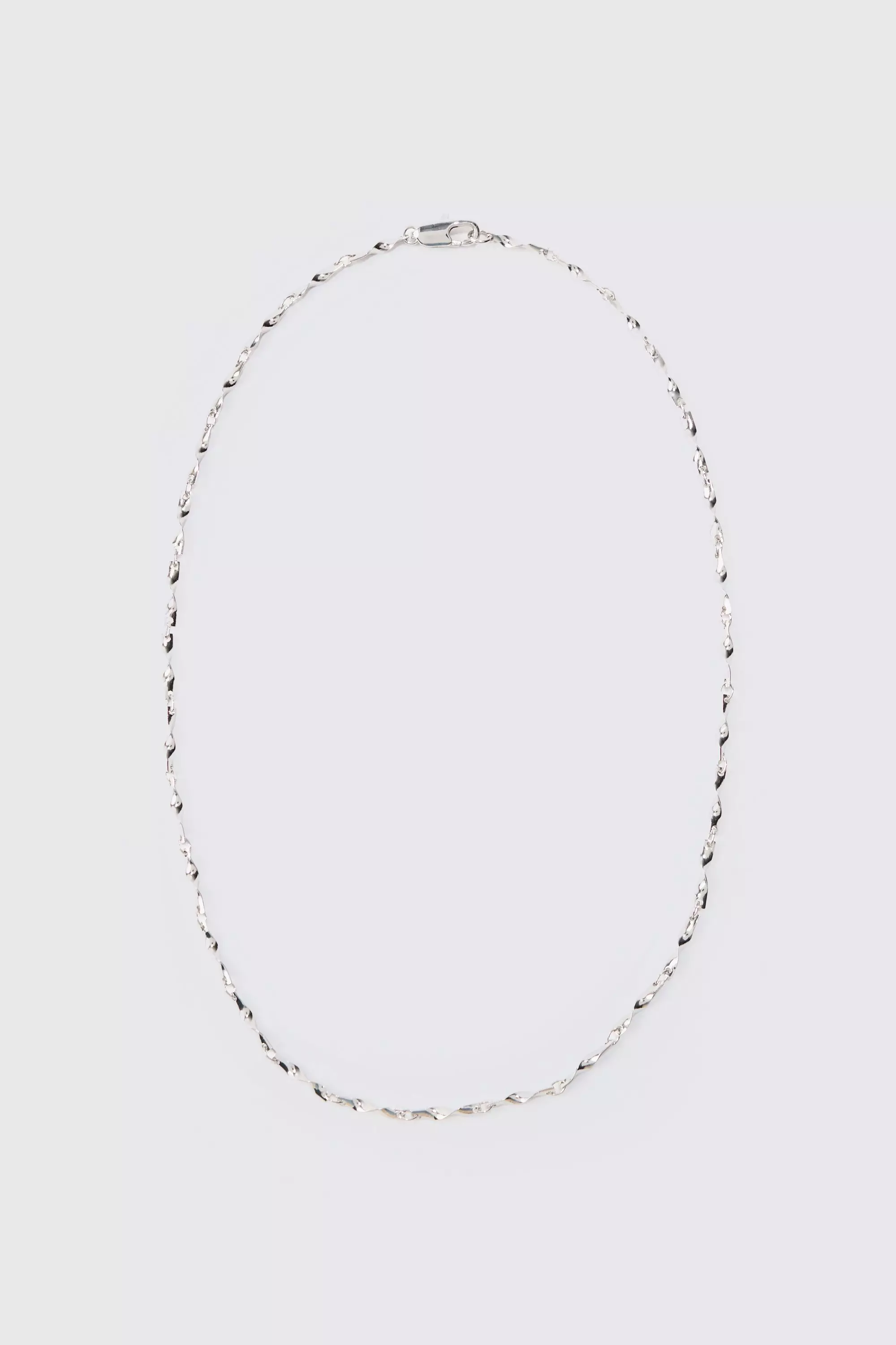 Silver Metal Chain Necklace In Silver