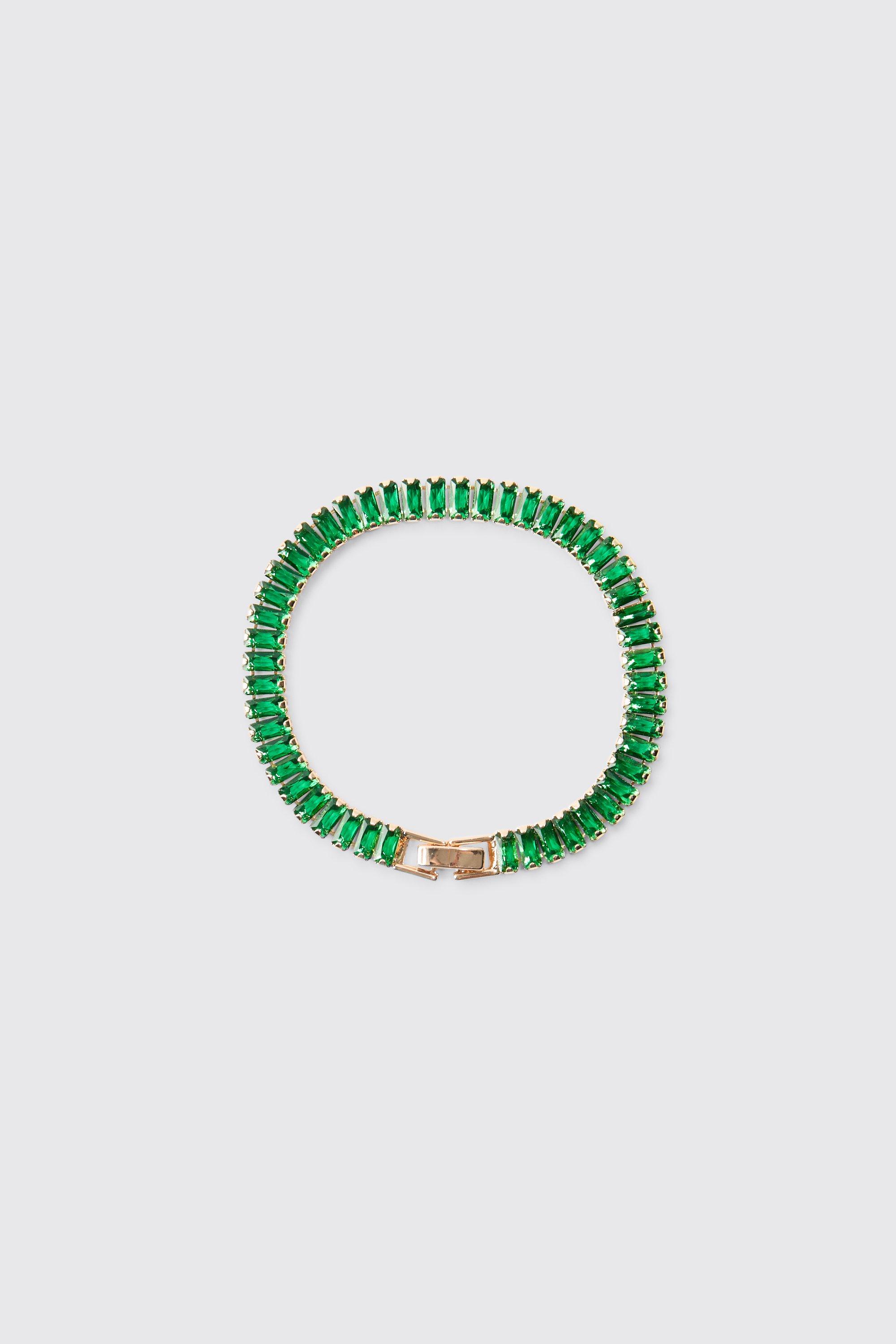 Iced Bracelet In Green | boohooMAN UK
