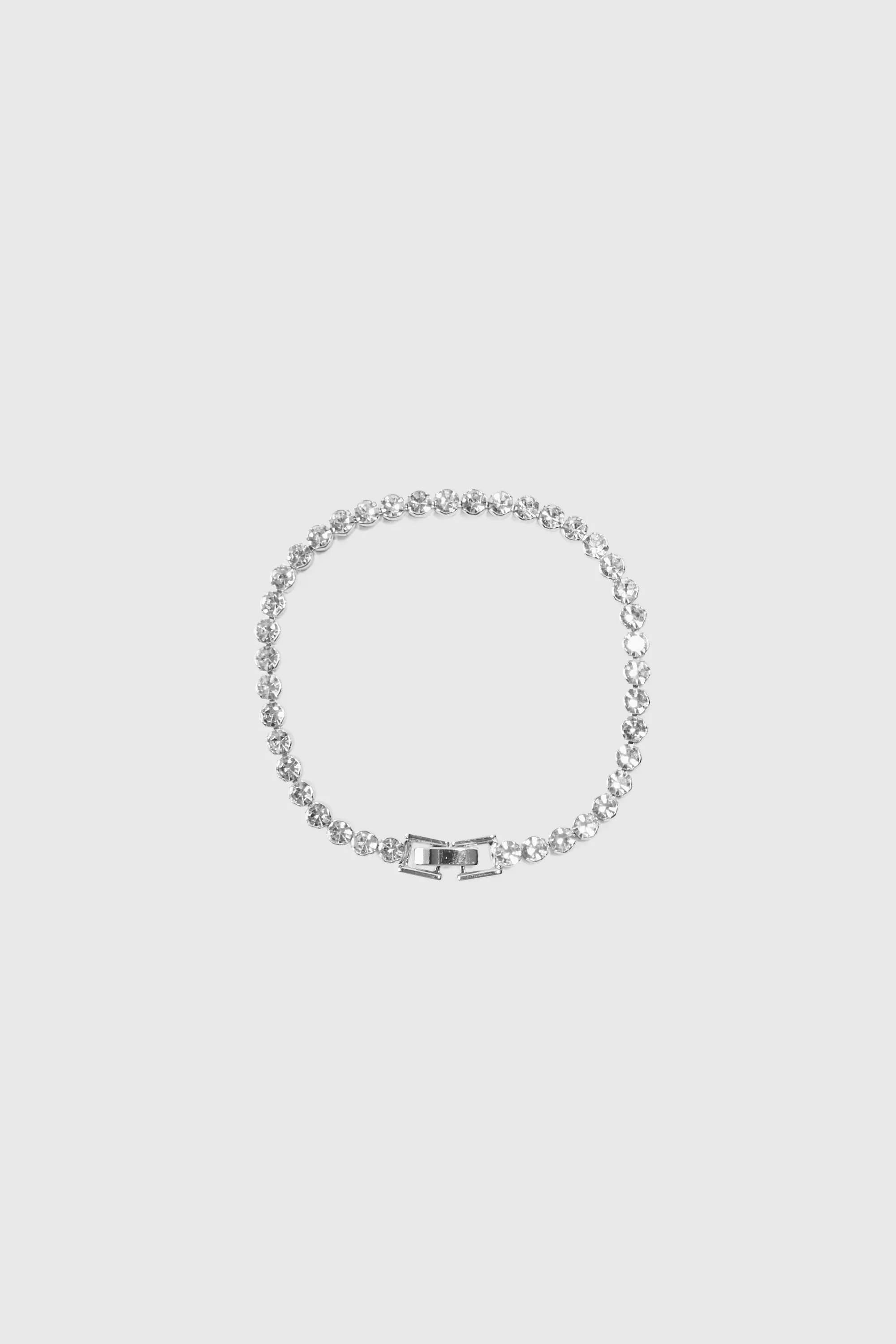 Round Iced Charm Bracelet In Silver Silver