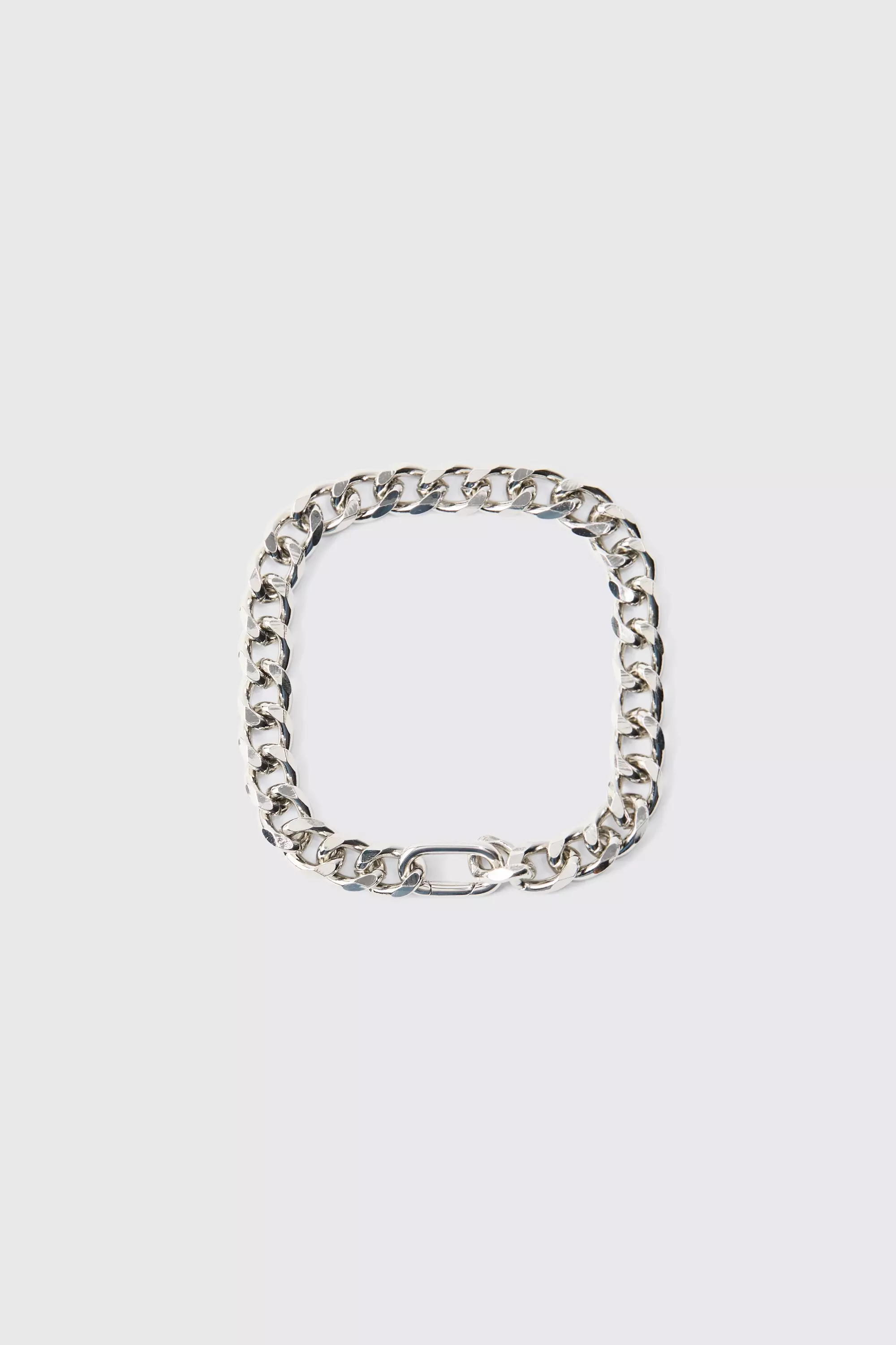 Chunky Clasp Detail Metal Bracelet In Silver Silver