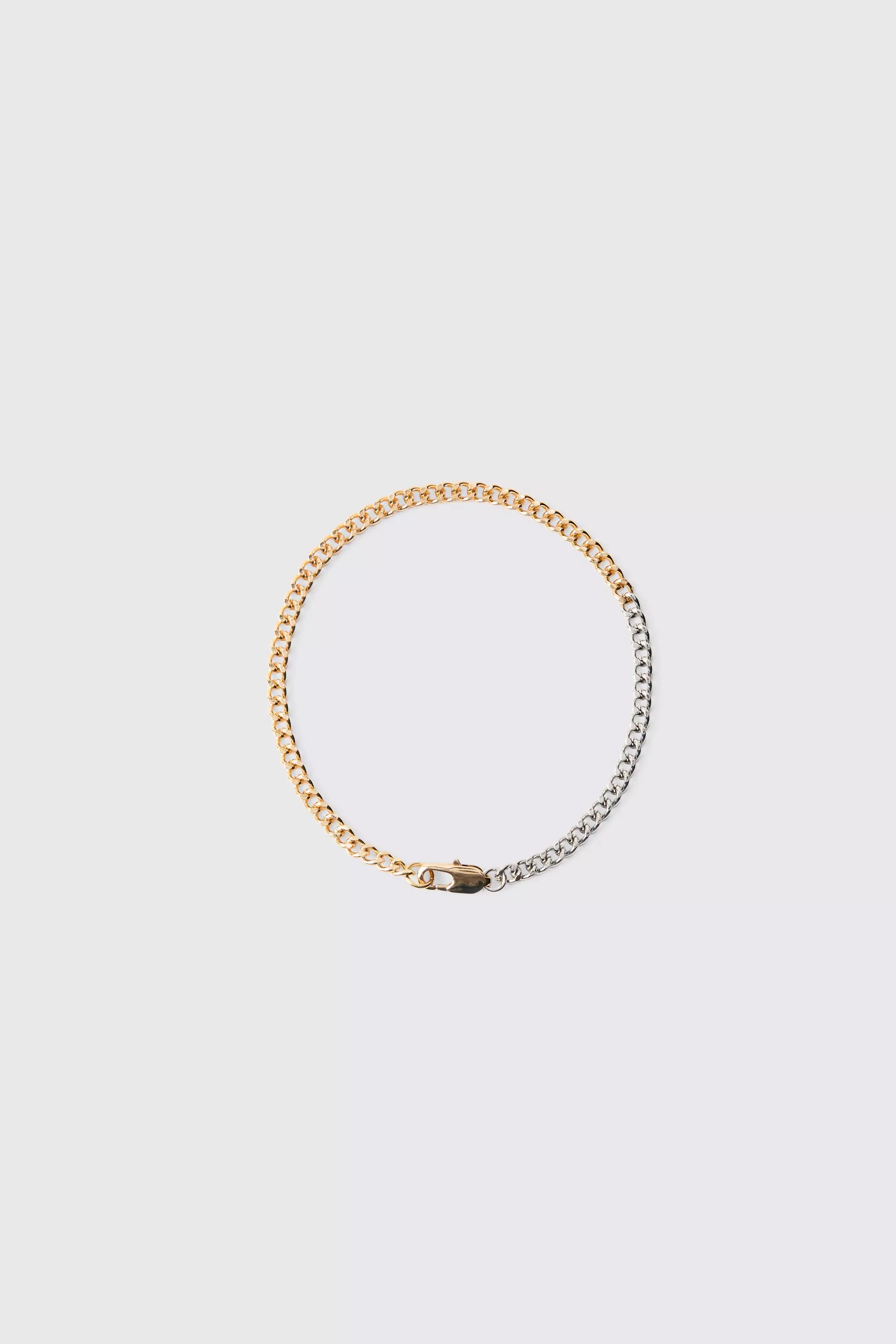 Metallic Two Tone Metal Chain Bracelet In Gold