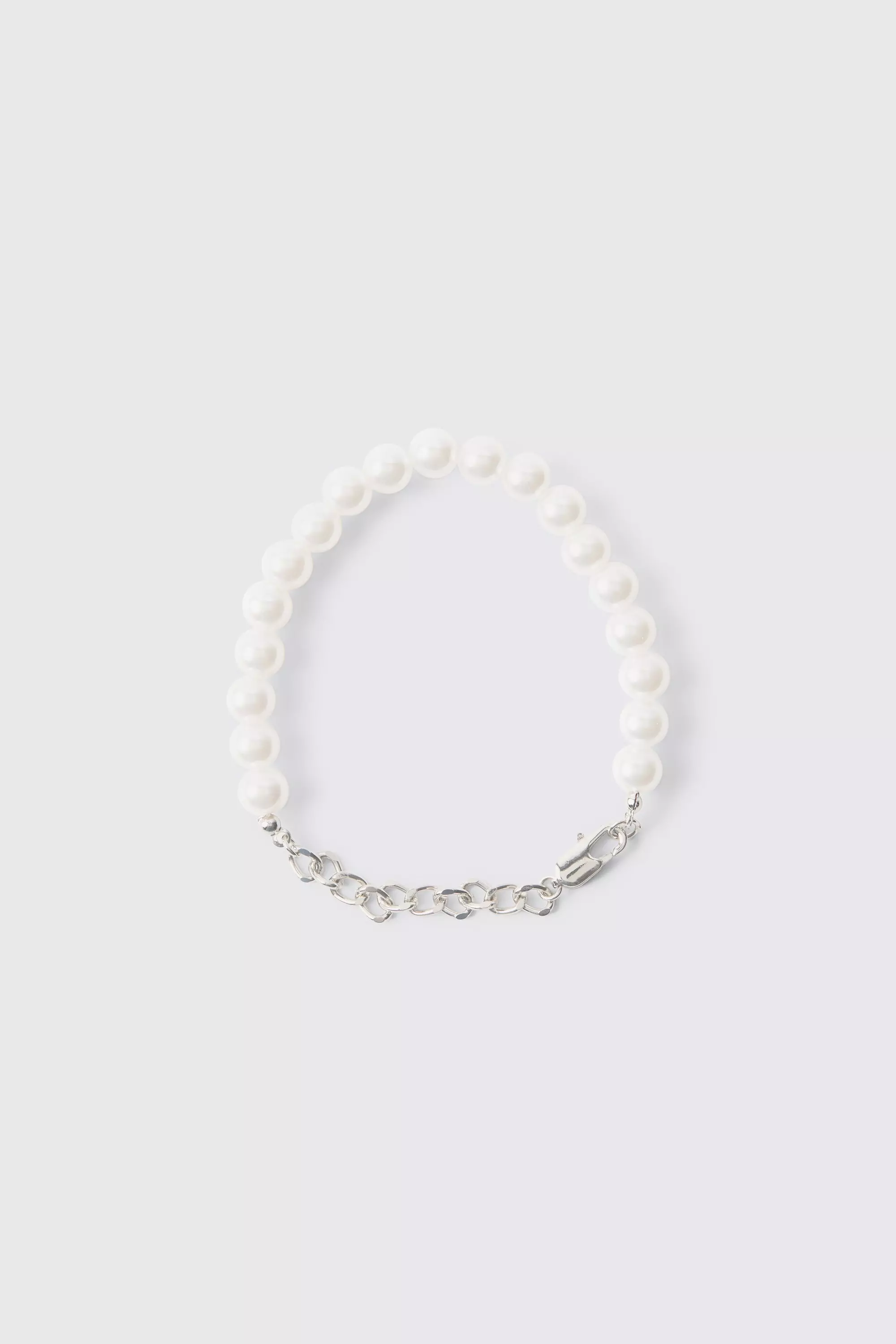 Silver Zilveren Parel En Metalen Schakel Armband alternatieve afbeelding