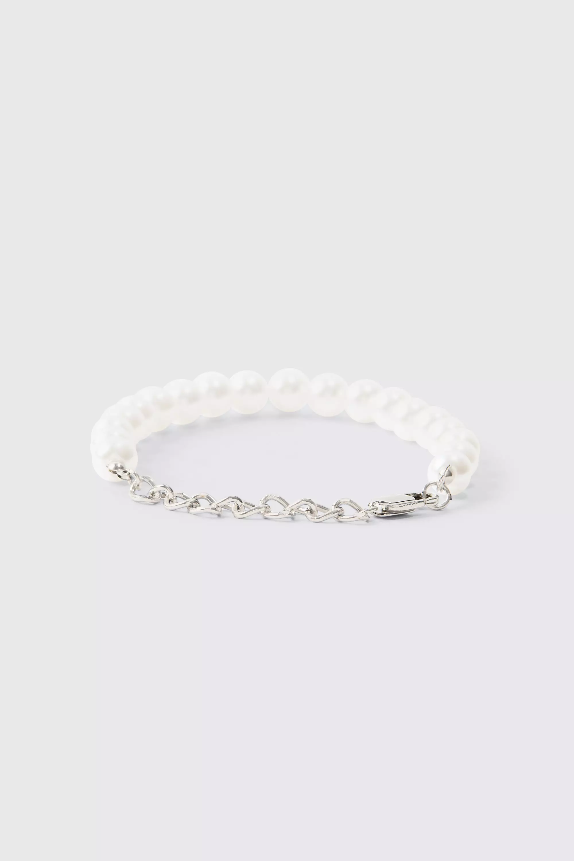 Silver Zilveren Parel En Metalen Schakel Armband alternatieve afbeelding