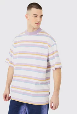 Tall Oversized Carded Heavy Striped Ofcl T-shirt Lilac