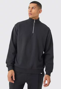 Oversized Heavyweight 1/4 Zip Sweatshirt Black