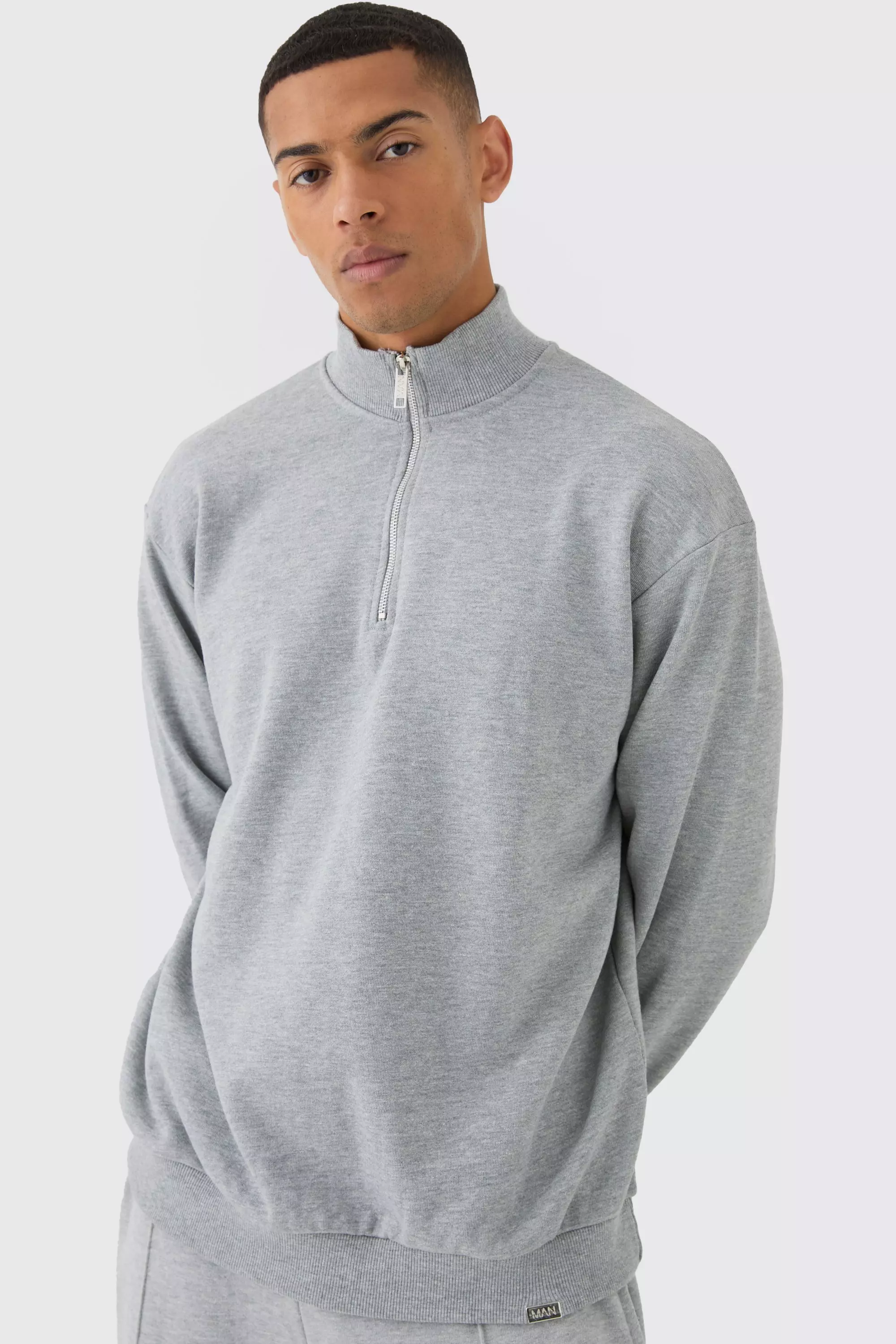 Light-grey Grey Oversized Heavyweight 1/4 Zip Sweatshirt