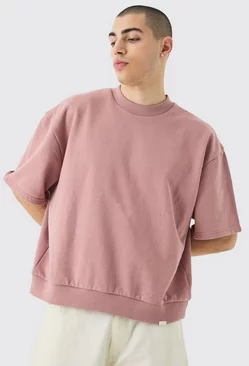 Oversized Boxy Heavyweight Short Sleeve Sweatshirt Rose
