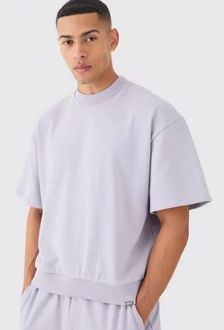 Oversized Boxy Heavyweight Short Sleeve Sweatshirt Lilac
