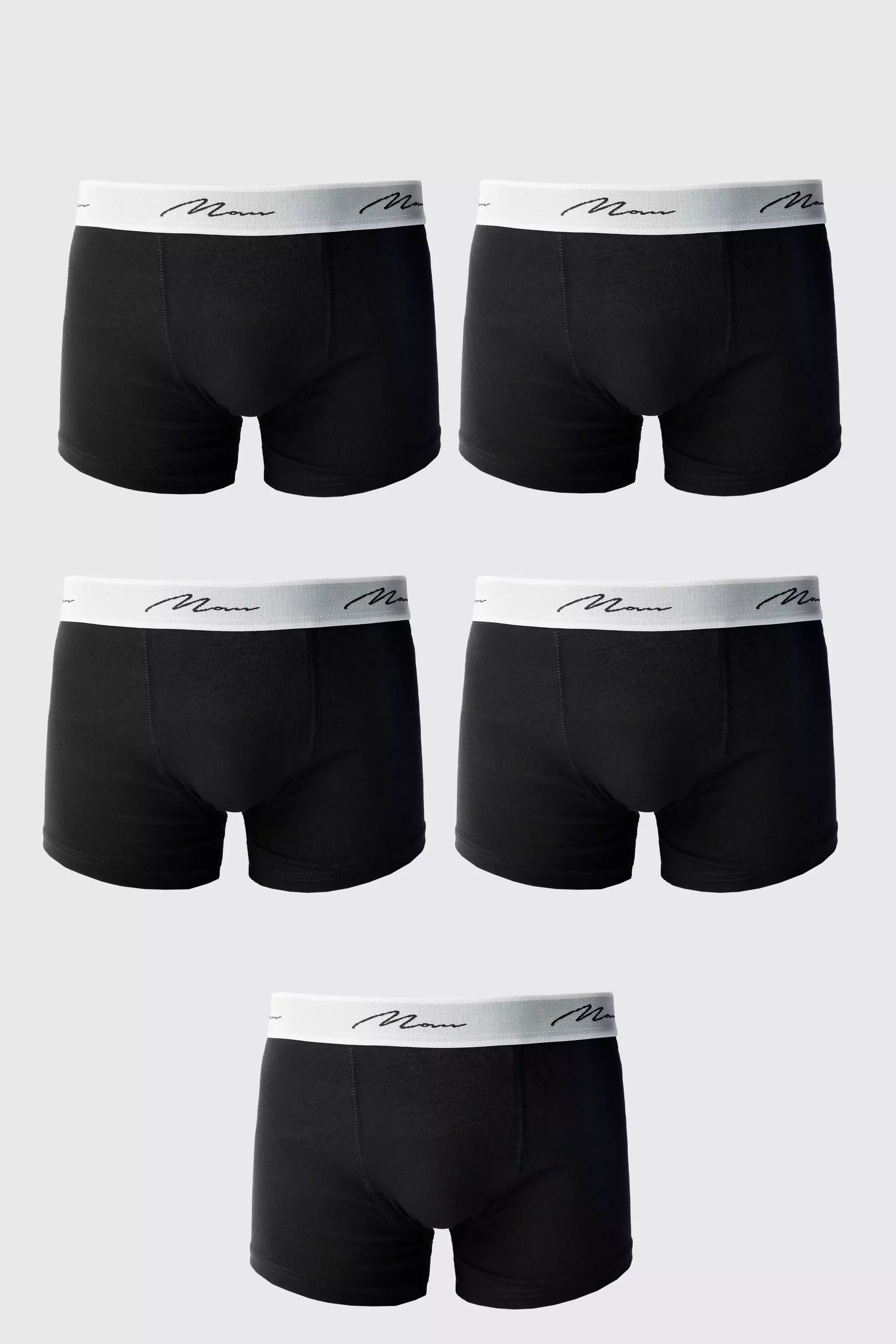 5 Pack Man Signature Trunks Black