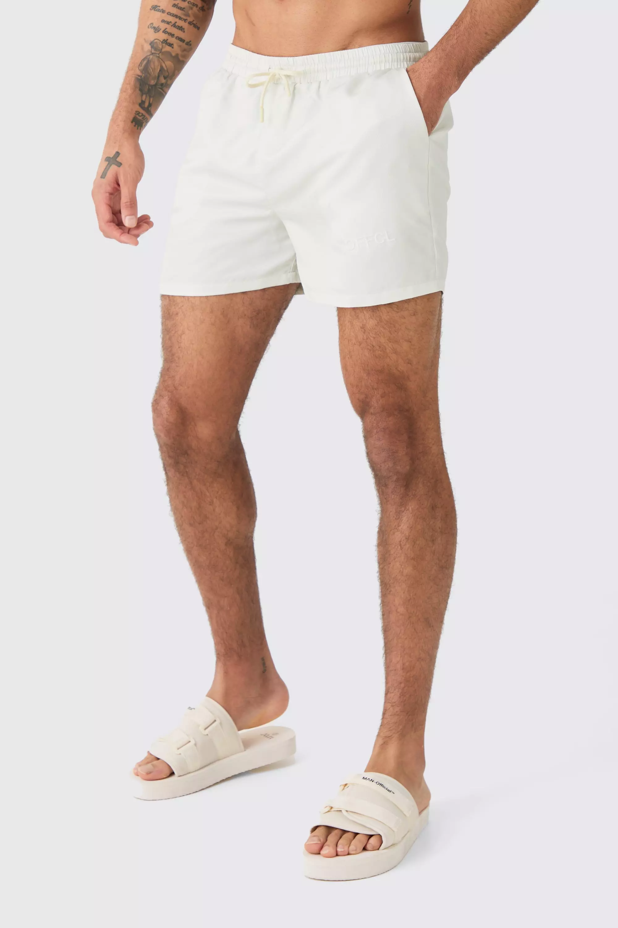 Ofcl Short Length Swim Trunks Grey