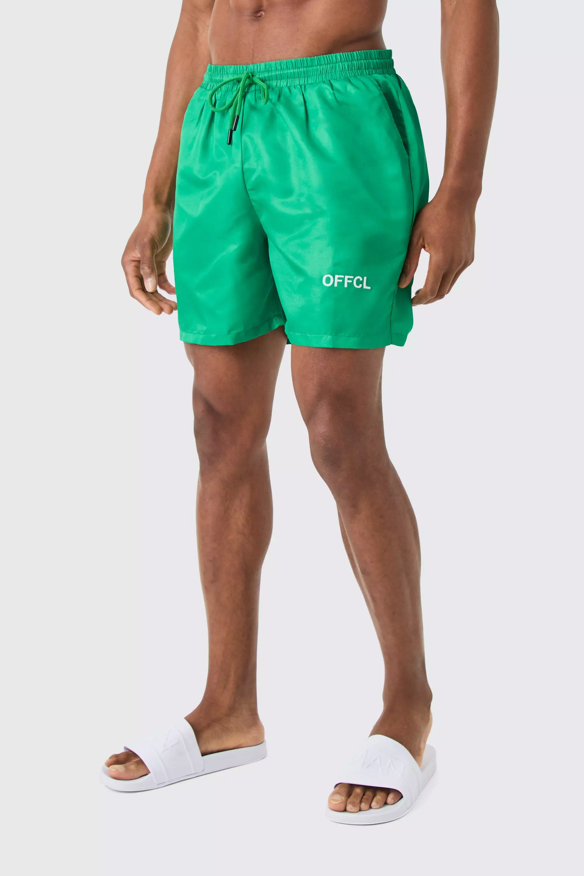 Ofcl Mid Length Swim Trunks Green