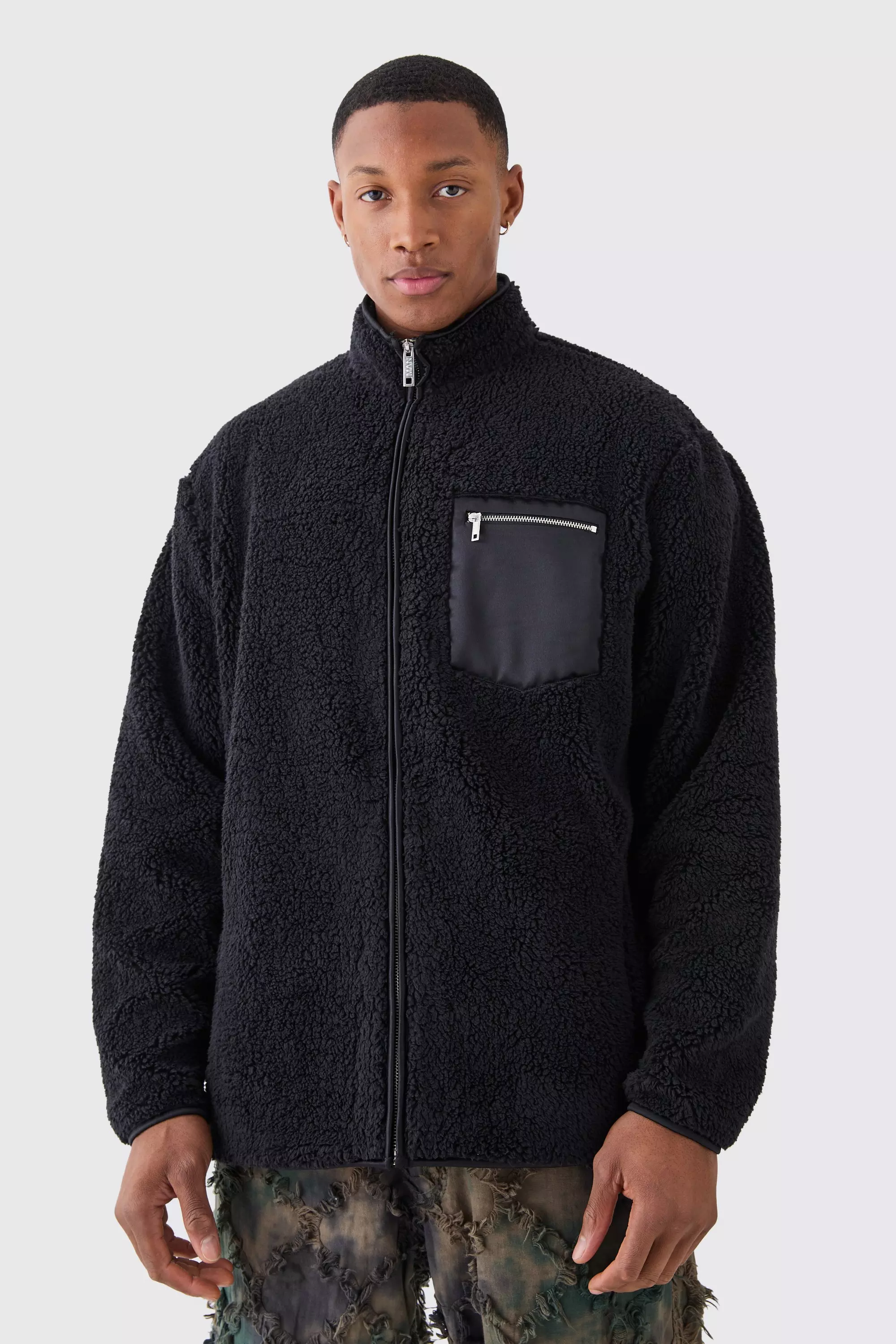 Oversized Borg Jacket boohooMAN