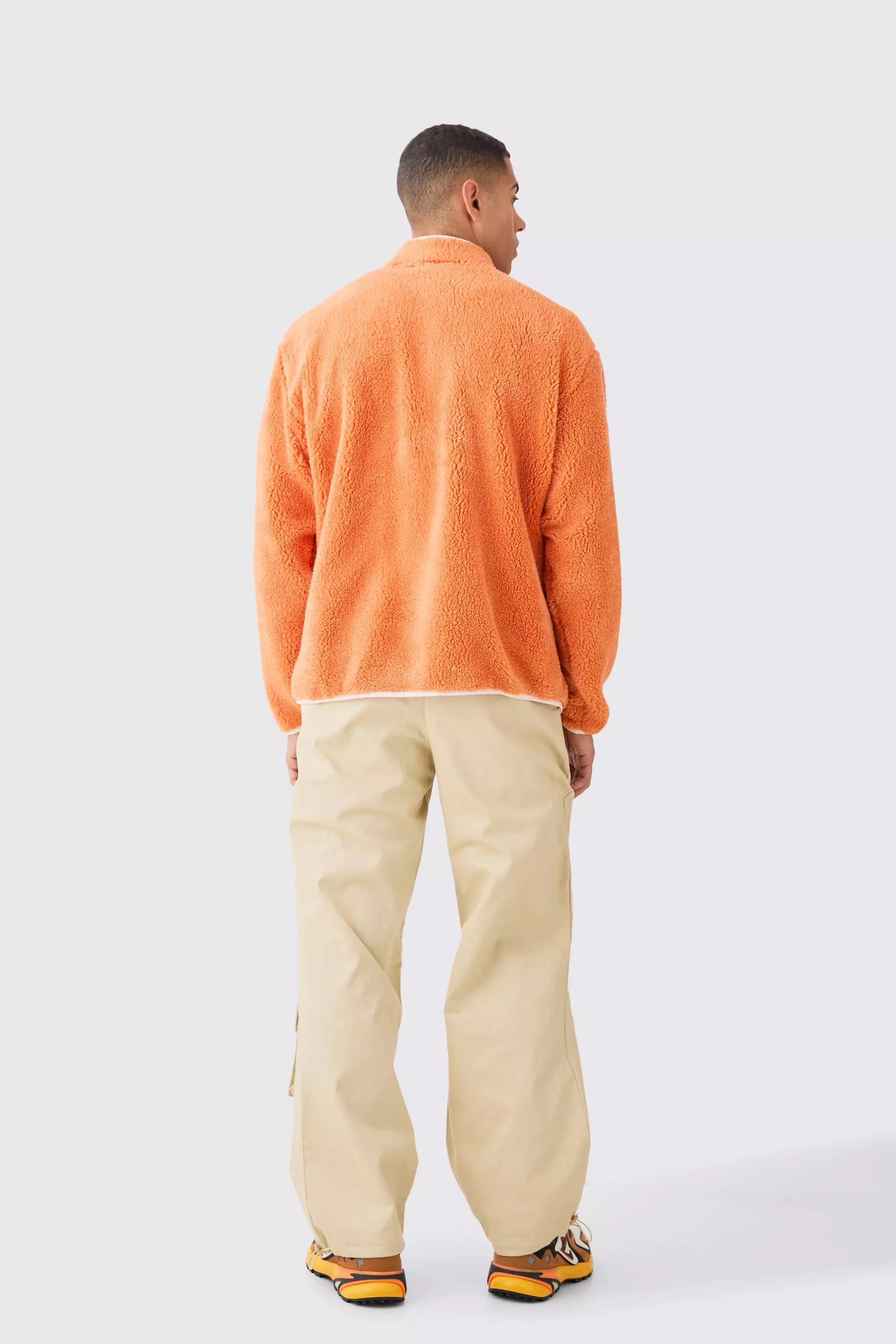 Orange Oversized Contrasterende Nepwollen Jas alternatieve afbeelding
