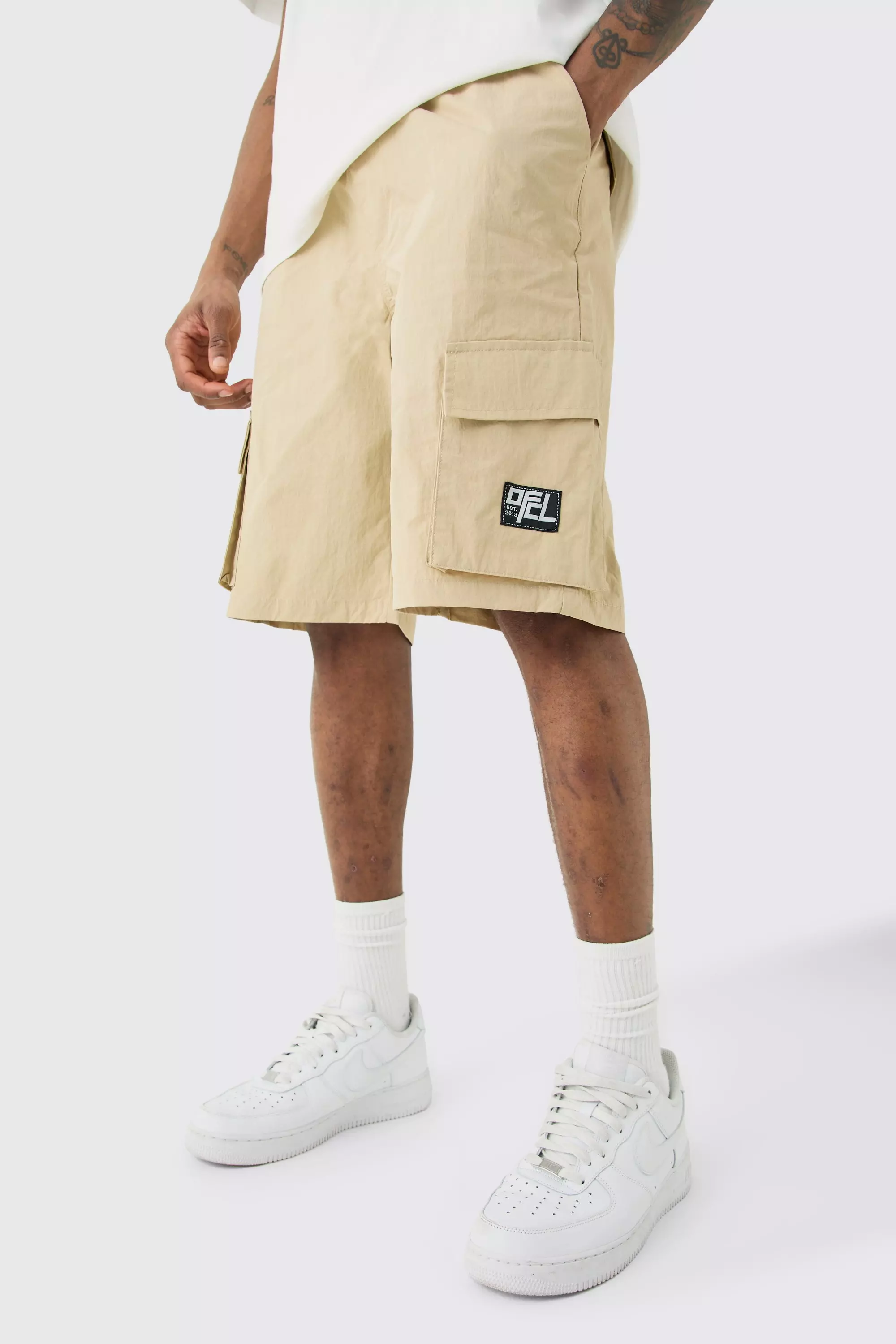 Tall Elasticated Waist Ofcl Nylon Cargo Short Stone