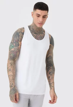 White Tall Premium Modal Mix Lounge Vest