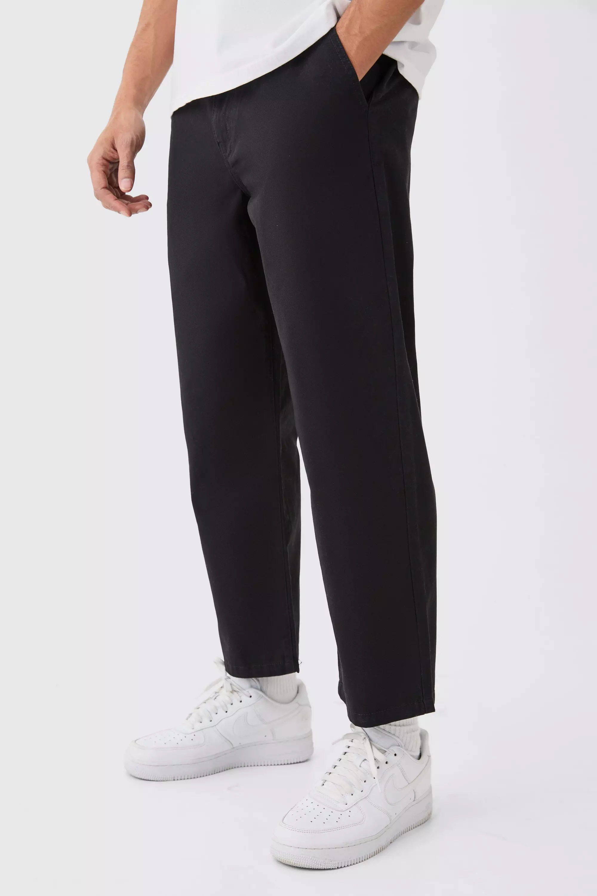 Fixed Waist Skate Cropped Chino Trouser Black
