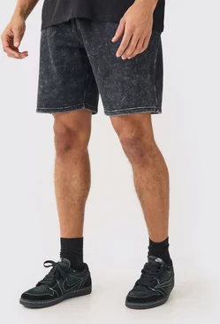 Charcoal Grey Relaxed Acid Wash Short