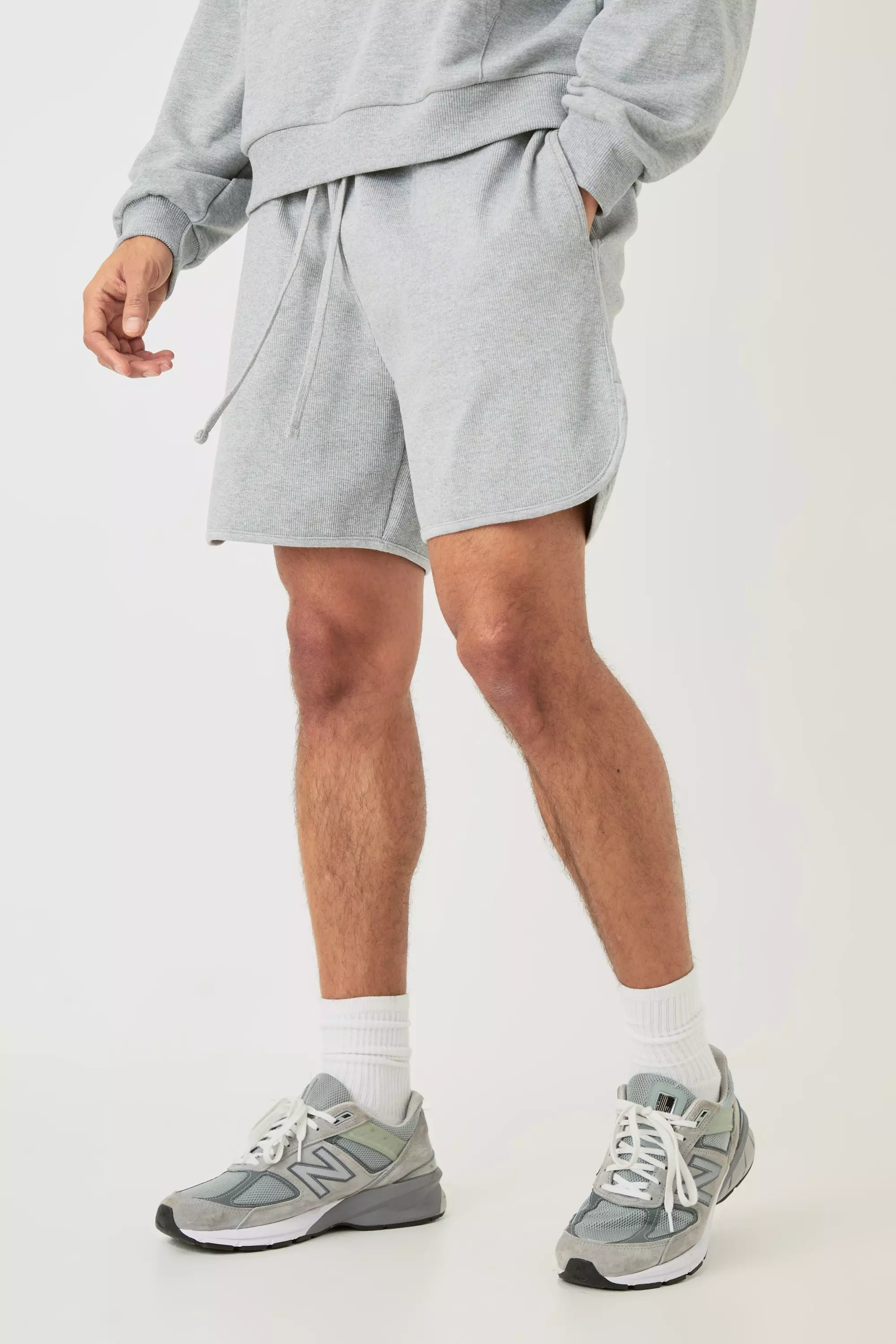 Volley Short Length Heavyweight Ribbed Short Grey marl