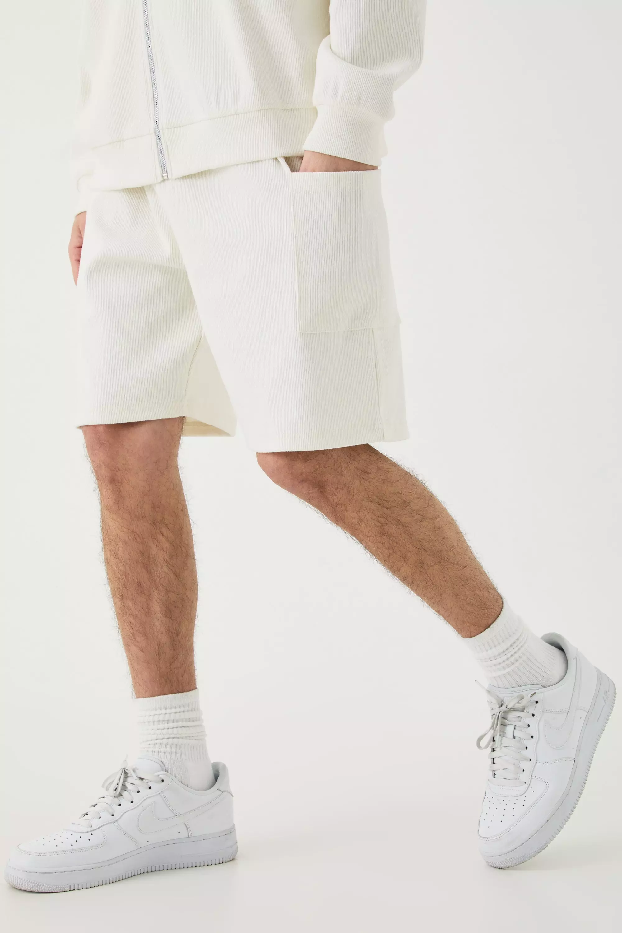 Relaxed Heavyweight Ribbed Patch Pocket Short Ecru