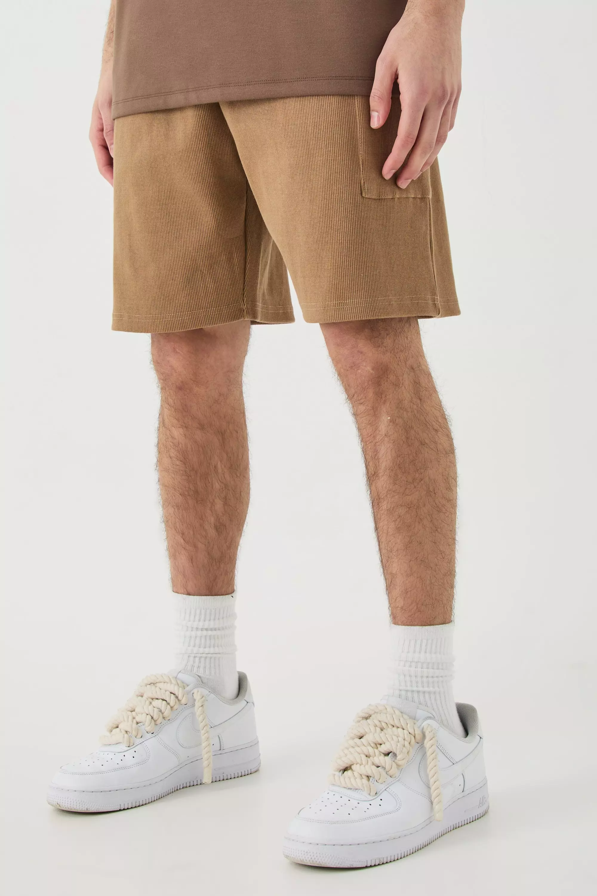 Relaxed Heavyweight Ribbed Patch Pocket Short light brown