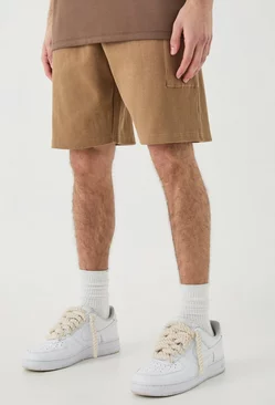 Relaxed Heavyweight Ribbed Cargo Short light brown