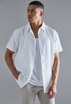 White Short Sleeve Soft Twill Oversized Shirt