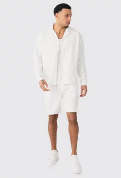 White Boxy Soft Twill Shirt And Short