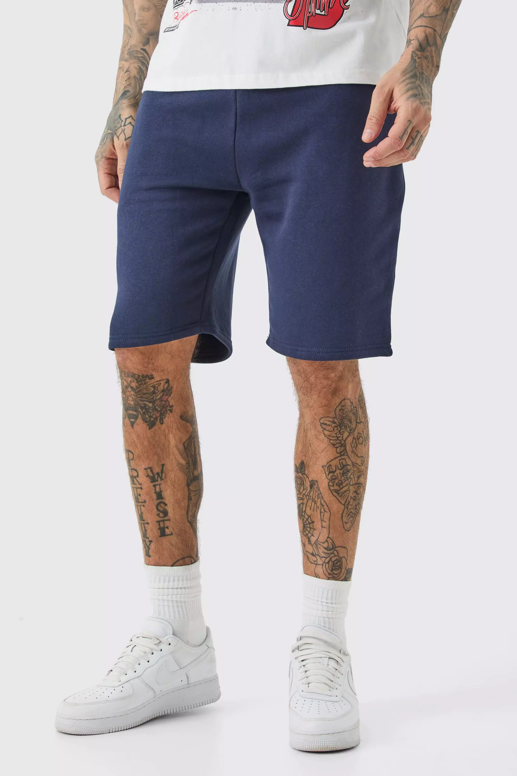 Navy Tall Loose Fit Jersey Shorts alternative image