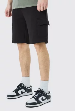 Tall Loose Fit Cargo Jersey Short Black