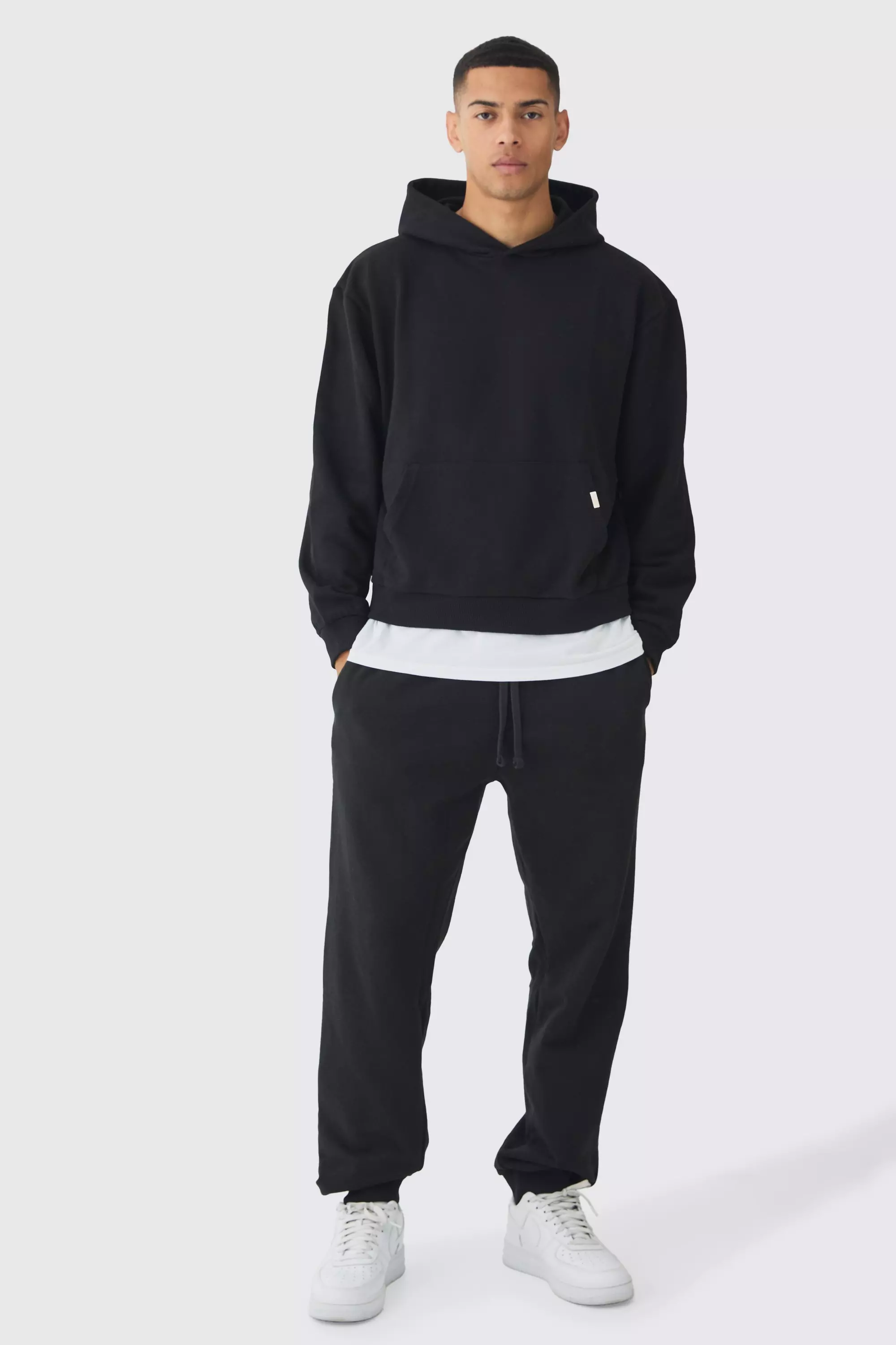 Boohooman black and white tracksuit clearance