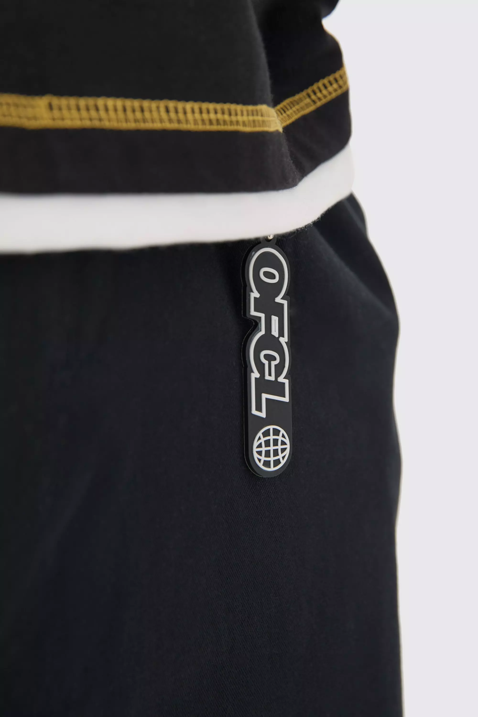 Black Fixed Waist Extreme Wide Fit Chino With Charm alternative image