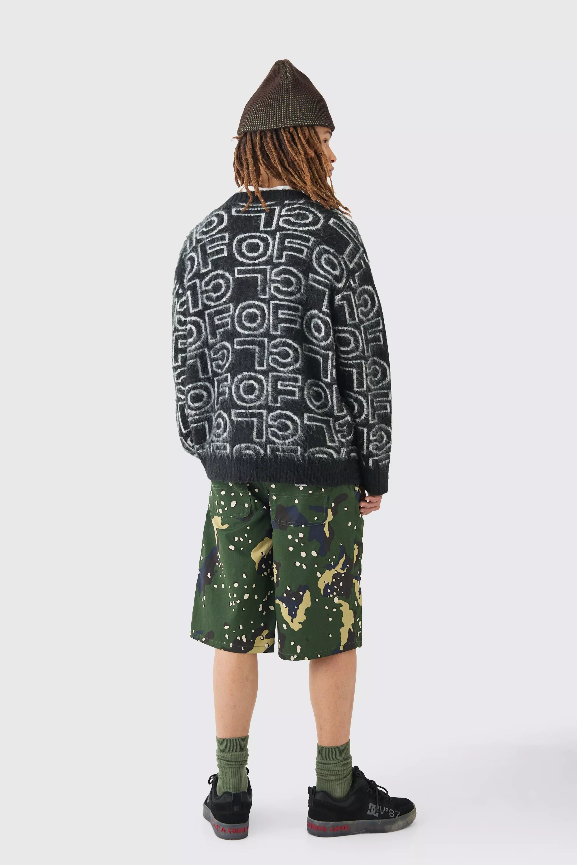 Camouflage Jorts mit Komfort-Bund und Gürtel, Khaki alternatives Bild