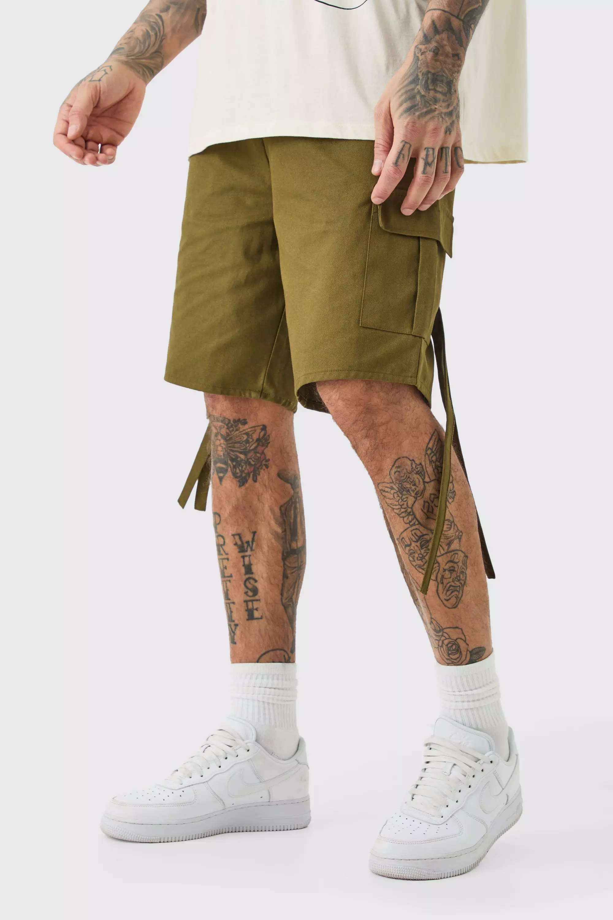 Tall Elasticated Waist Twill Cargo Short Khaki