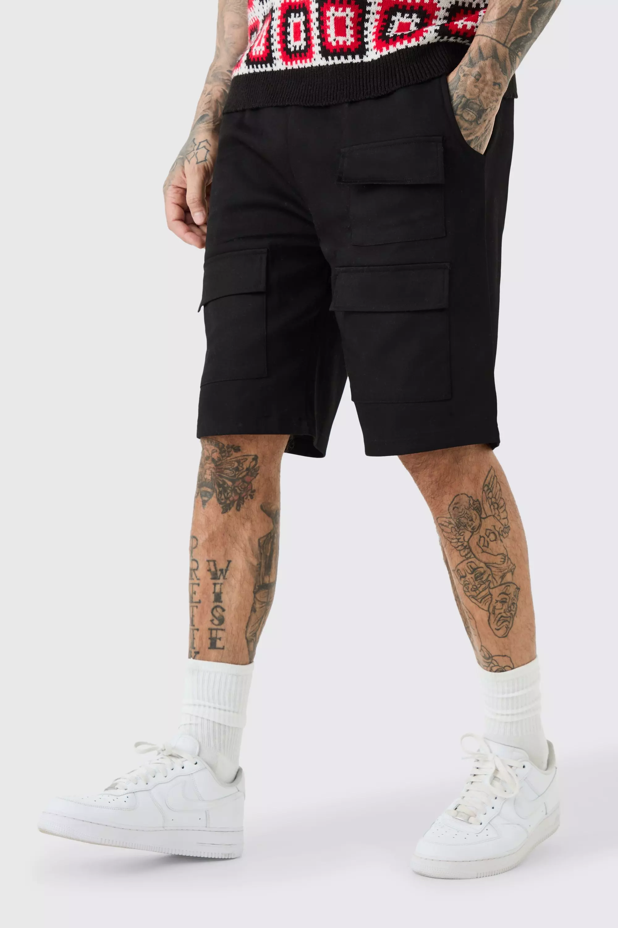 Tall Elasticated Waist Relaxed Utility Short Black