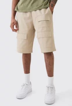 Tall Elasticated Waist Relaxed Twill Utility Short Stone