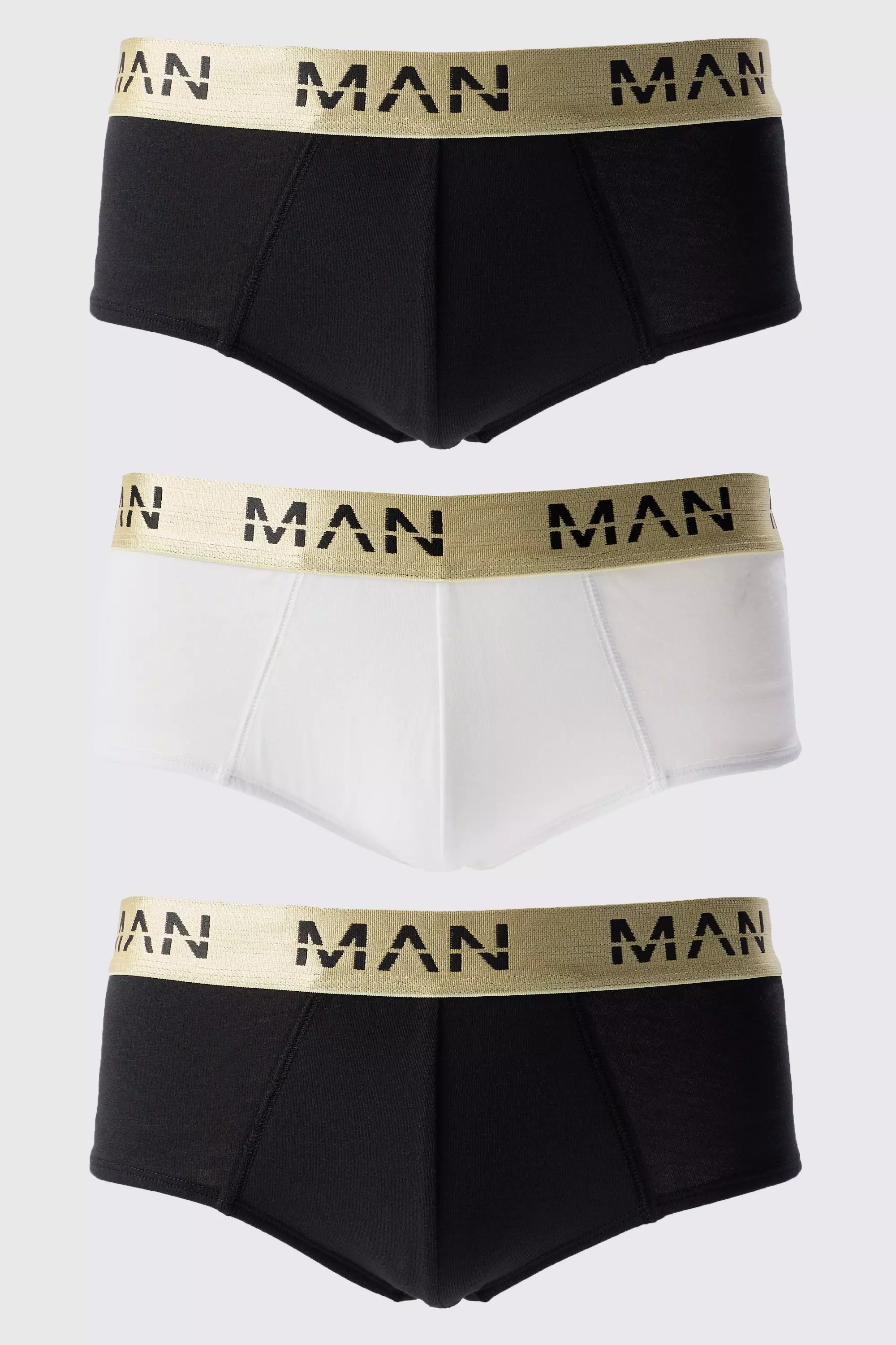 3 Pack Man Roman Gold Waistband Briefs In Multi Multi