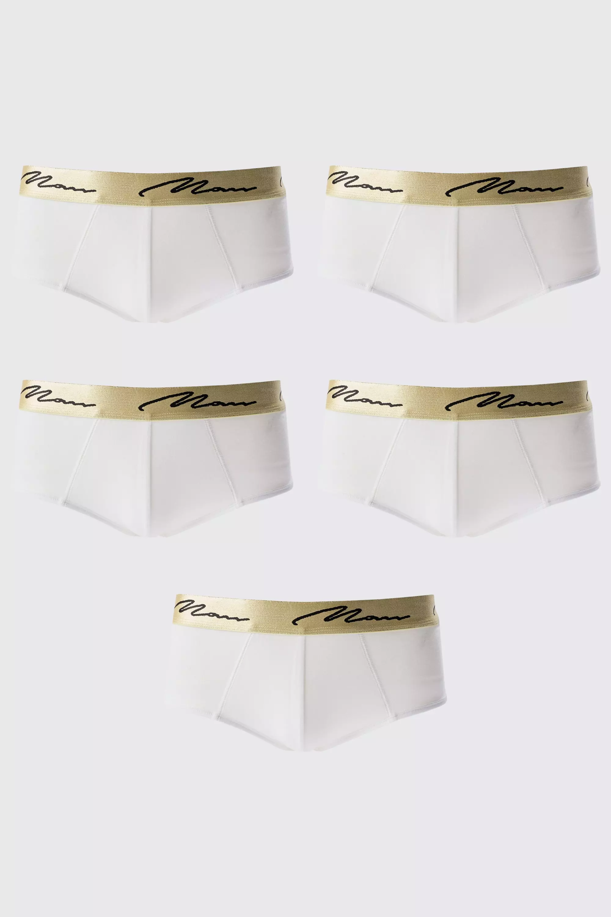 5 Pack Man Signature Gold Waistband Briefs In White White