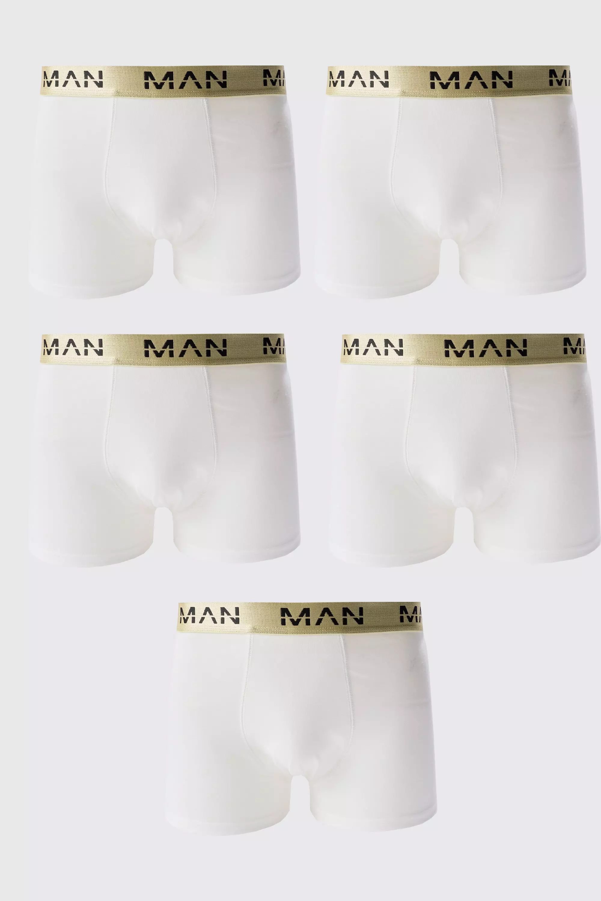 5 Pack Gold Man Dash Boxers In White White