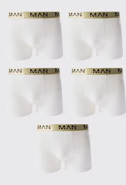 White 5 Pack Gold Man Dash Boxers In White