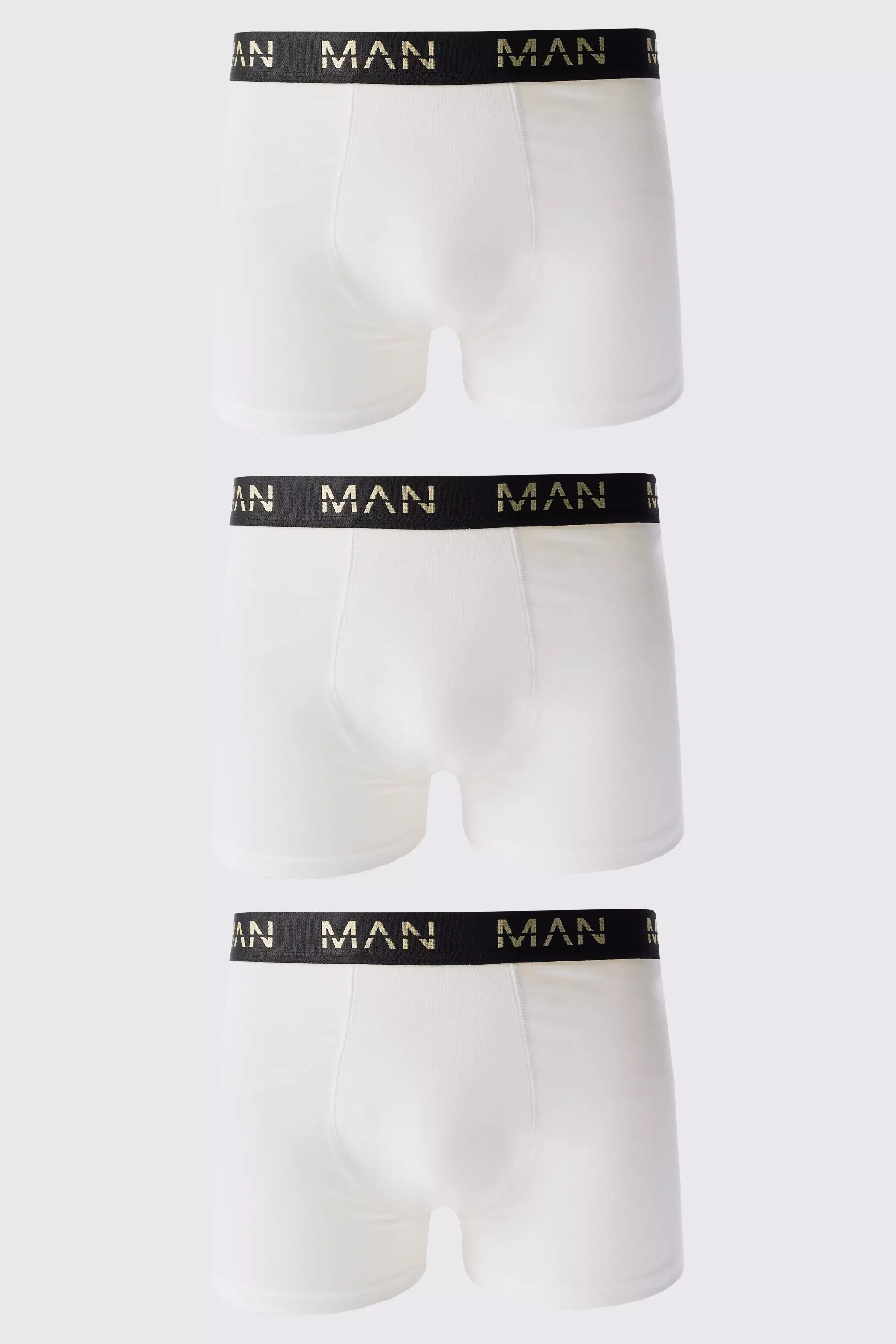 3 Pack Gold Man Dash Boxers In White White