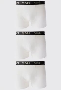 White 3 Pack Gold Man Dash Boxers In White