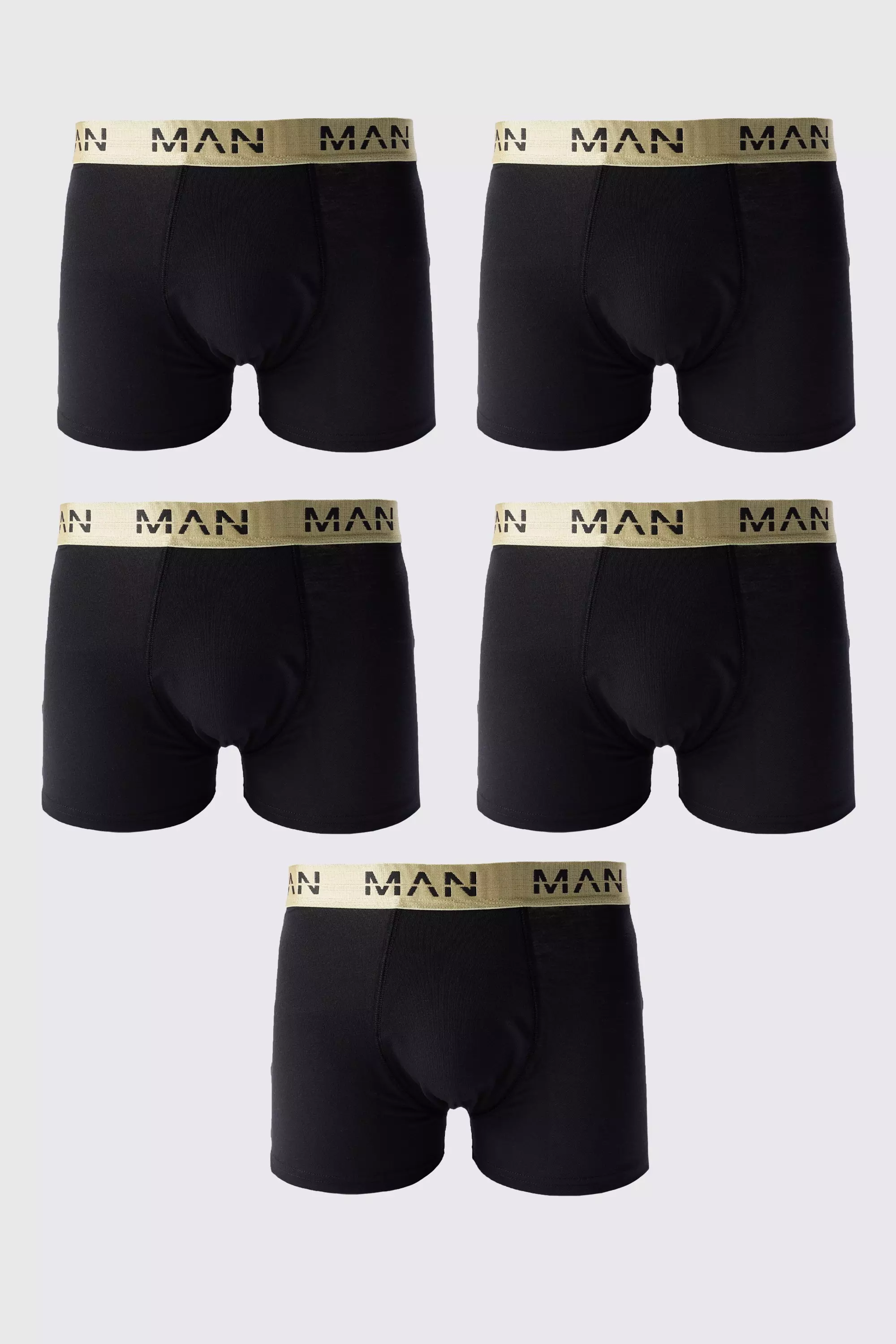 5 Pack Man Roman Gold Waistband Boxers In Black Black