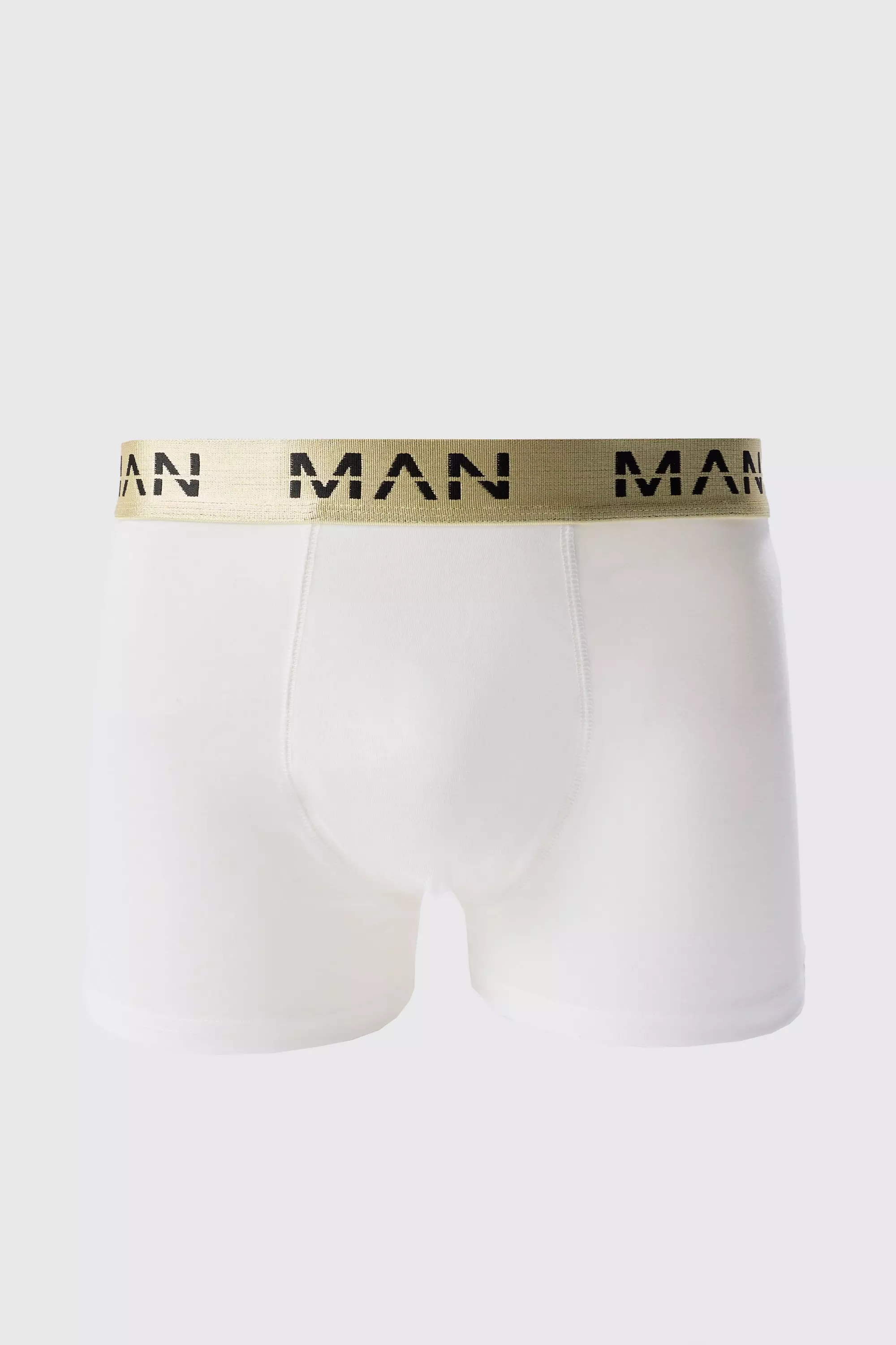 Man Roman Gold Waistband Boxers In White White